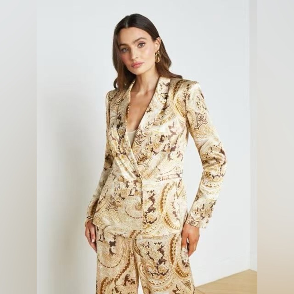 NWT $695 L'Agence Colin Paisley Double Breasted Blazer - Picture 3 of 12